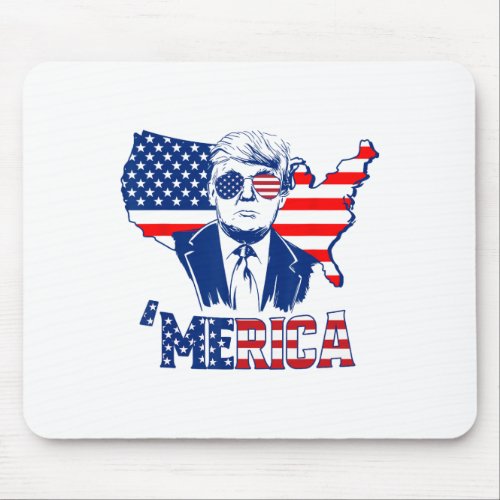 Trump 4th Of July Trump American Flag Men Women  Mouse Pad