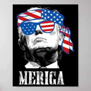 Trump 4th Of July Us American Flag Men Funny  Poster