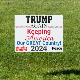 Trump Again 2024 Red White Blue EDIT Names Sign
