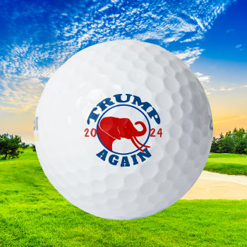 Trump Again Red Elephant 2024 Golf Balls by Westerngirl2 at Zazzle
