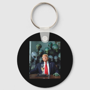 Trump Aliens Office Photo Uap Ufo Extraterrestrial Keychain