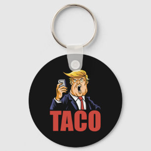 Trump Always Chickens Out Funny Taco Joke Retro St Keychain