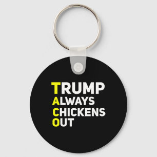 Trump Always Chickens Out Funny Trump Tariff Joke Keychain