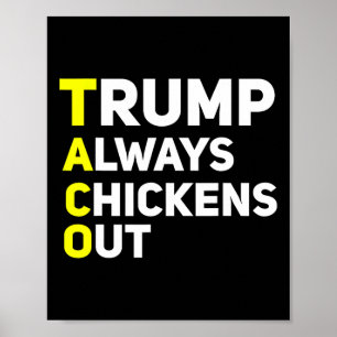 Trump Always Chickens Out Funny Trump Tariff Joke Poster