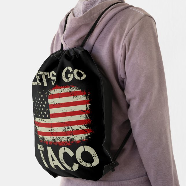 Trump Always Chickens Out Let's Go Taco Drawstring Bag (Insitu)