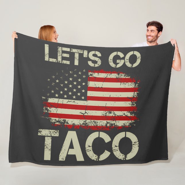 Trump Always Chickens Out Let's Go Taco Fleece Blanket (In Situ)