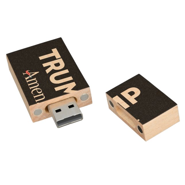 Trump Amen Wood Flash Drive (Angled)