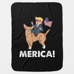 Trump America Chihuahua Dog American Hero Baby Blanket