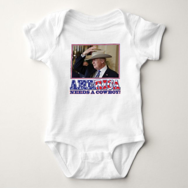 TRUMP-AMERICA-COWBOY BABY BODYSUIT (Front)
