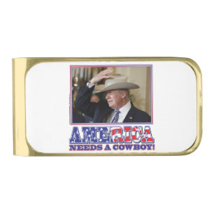 TRUMP-AMERICA-COWBOY GOLD FINISH MONEY CLIP