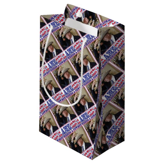 TRUMP-AMERICA-COWBOY SMALL GIFT BAG (Front Angled)