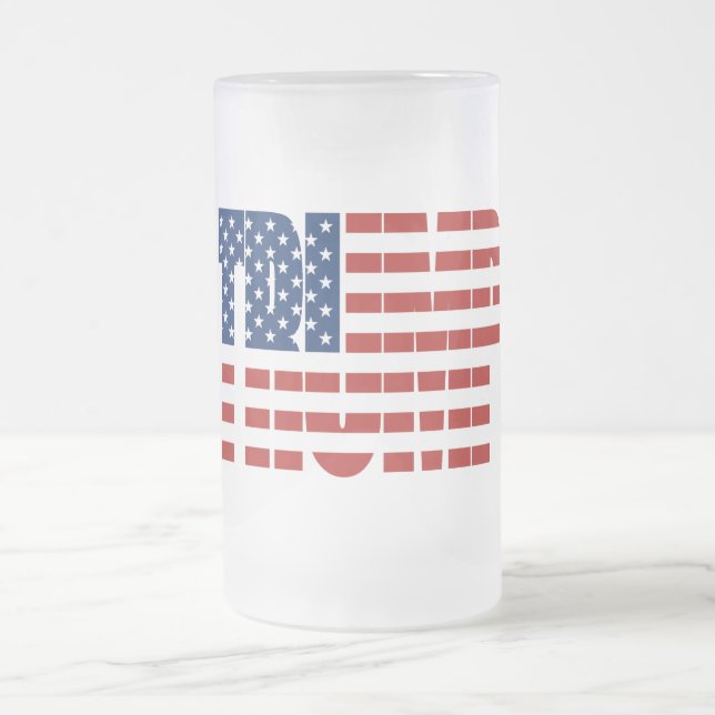 TRUMP American Flag Frosted Glass Beer Mug (Center)