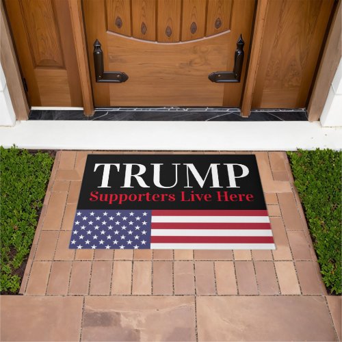 Trump American Flag on Black Patriotic Doormat