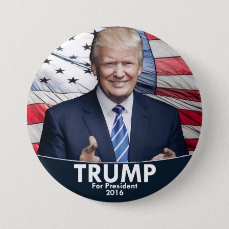 Trump - American Flag Pinback Button