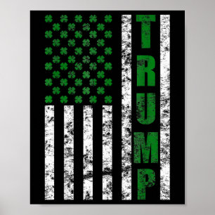 Trump American Flag Vintage St Patricks Day Shamro Poster