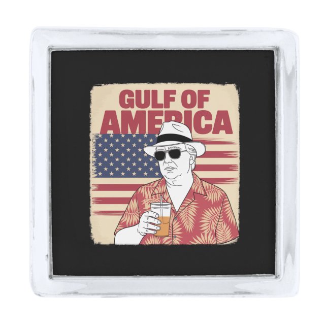 Trump America's Gulf Mexico President Trump  Silver Finish Lapel Pin (Front)
