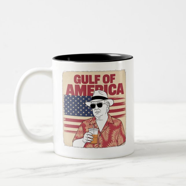 Trump America's Gulf Mexico President Trump  Two-Tone Coffee Mug (Left)