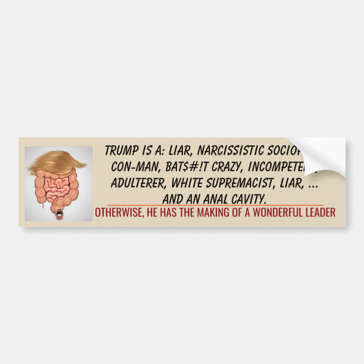 Trump Anal Cavity Tuck Frump 2020 Biden Bumper Sticker Zazzle