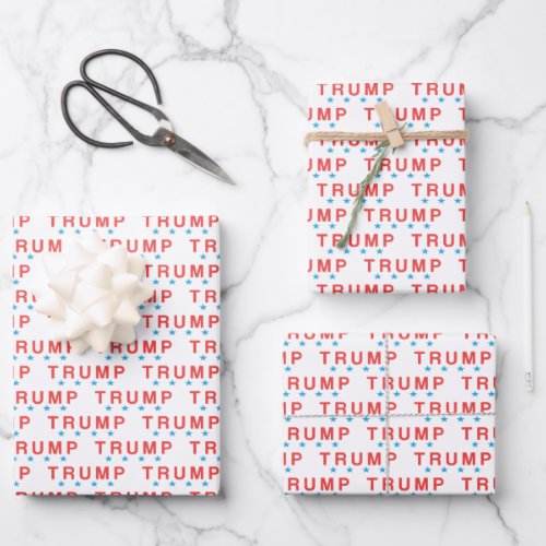 TRUMP and blue Stars Wrapping Paper Sheets