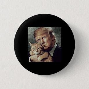 Trump And Cat - Funny Trump Cat Meme Button