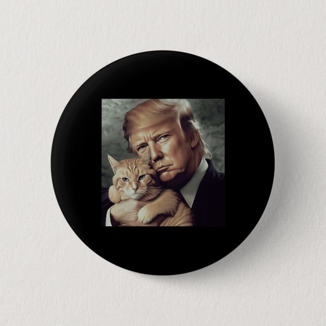 Trump And Cat - Funny Trump Cat Meme  Button (Front)
