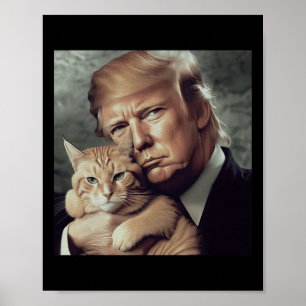 Trump And Cat - Funny Trump Cat Meme Poster