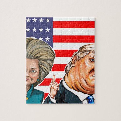 Trump and Hillary Caricature Jigsaw Puzzle