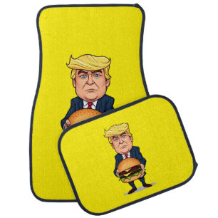 Trump and his burger - Funny and colorful illustra Car Floor Mat