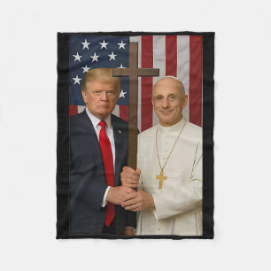 Trump And Pope Shirt - Pope Leo Xiv God Bless Amer Fleece Blanket
