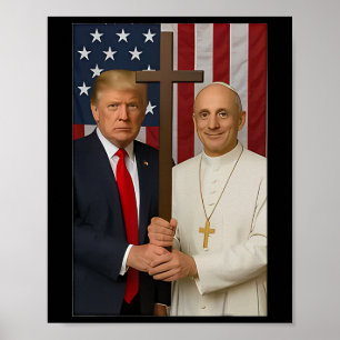 Trump And Pope Shirt - Pope Leo Xiv God Bless Amer Poster