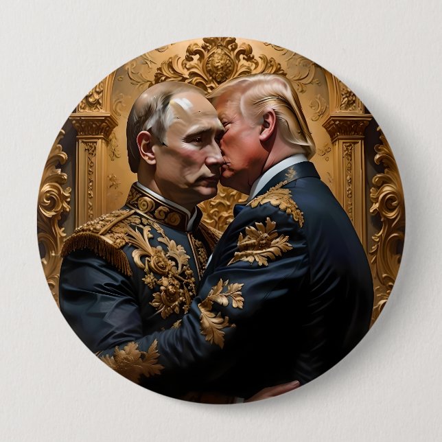 Trump and Putin Embrace Button (Front)