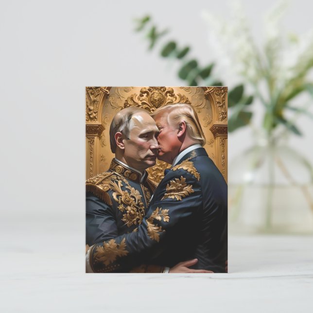 Trump and Putin Embrace Postcard (Standing Front)