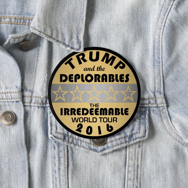 Trump And The Deplorables Tour Funny Political Pinback Button (In Situ)