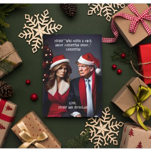 Trump and Wife Who Gives a Fck Christmas Holiday Card