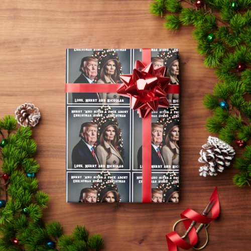 Trump and Wife Who Gives a Fck Christmas Wrapping Paper