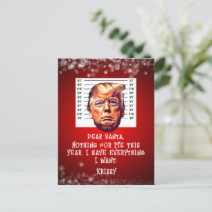 Trump Arrested Dreams Come True Christmas Postcard