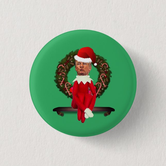 Trump as a Christmas Elf Ugly  Button (Front)