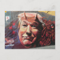 Trump as Fork-Tongued Devil Graffiti Wall Art Postcard