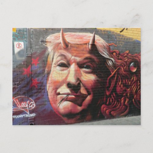 Trump as Fork_Tongued Devil Graffiti Wall Art Postcard