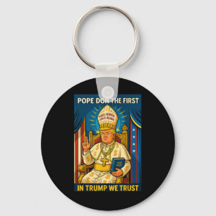 Trump As Vatican Church Pope - Pope Trump Meme Keychain