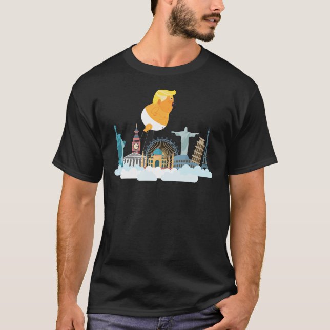 Trump Baby Balloon Shirt Floating Around the World (Front)
