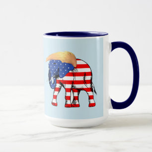 Trump Bad Hair Elephant 15 oz Ringer Mug, ZSSG Mug