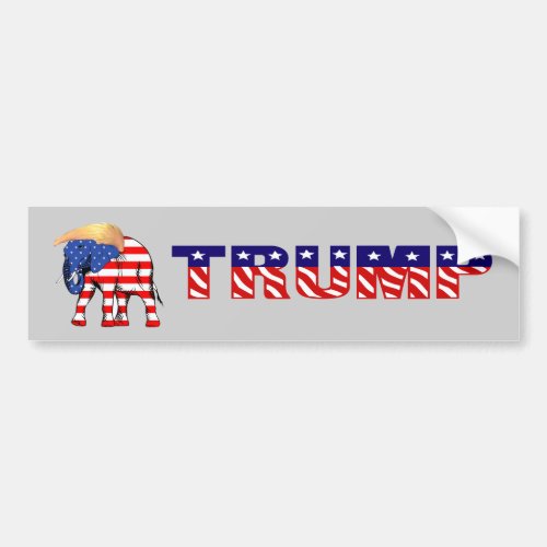 Trump Bad Hair Elephant American Flag ZSSG Bumper Sticker