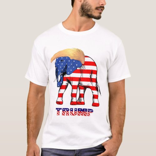 Trump Bad Hair Elephant Mens Basic T_Shirt ZSSG T_Shirt