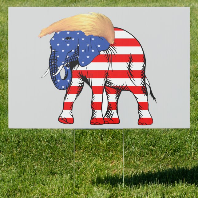 Trump Bad Hair Elephant Yard Sign (Insitu)