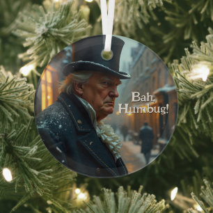 Trump Bah Humbug Glass Ornament