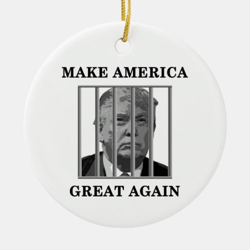 Trump Behind Bars Ceramic Ornament