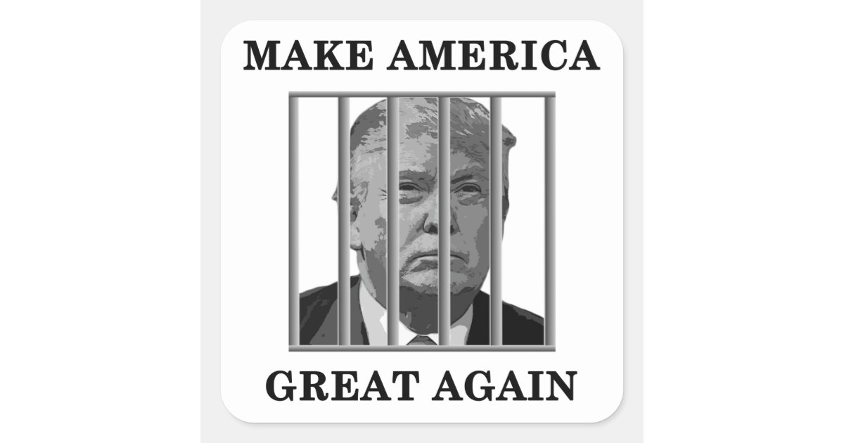 Trump Behind Bars Square Sticker | Zazzle