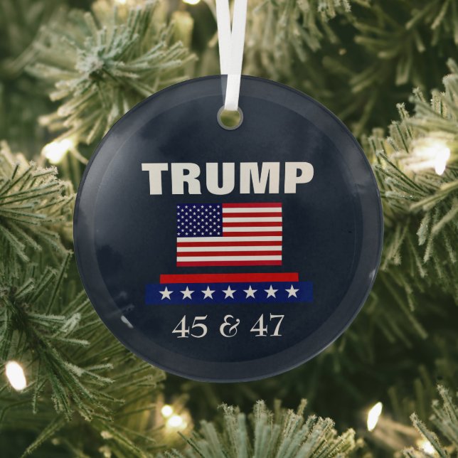 TRUMP BEST PRESIDENT EVER 45 & 47   GLASS ORNAMENT (Insitu)