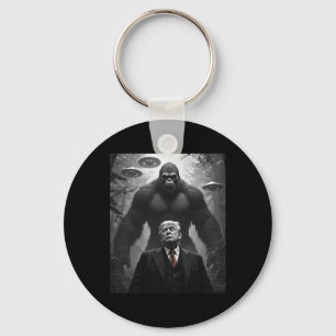 Trump Bigfoot Ufo Alien Encounter Visitation Consp Keychain
